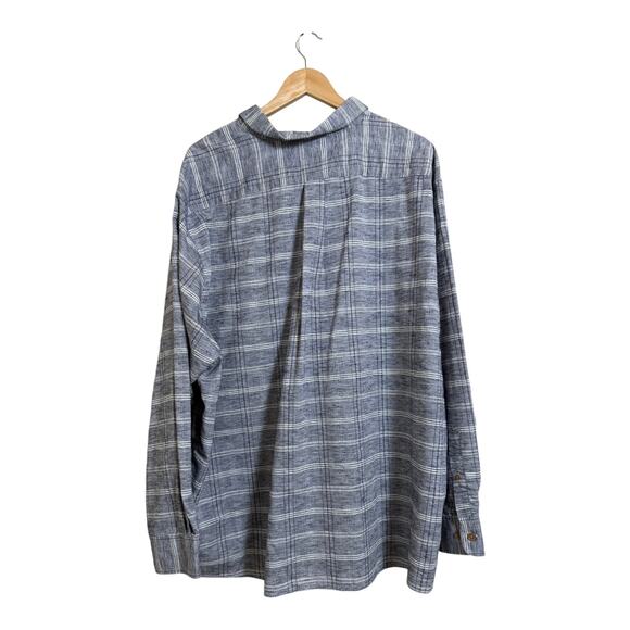 NWT ROWM Men's Blue-Gray Plaid Casual Long Sleeve Button Down Shirt 3XB - Picture 2 of 10